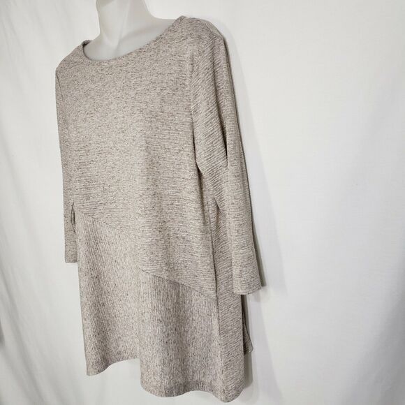 Chicos Womens Top Size 0 Small 4 Summer Scoop Seam Tunic Linen Blend 3/4 Sleeve - Picture 4 of 8